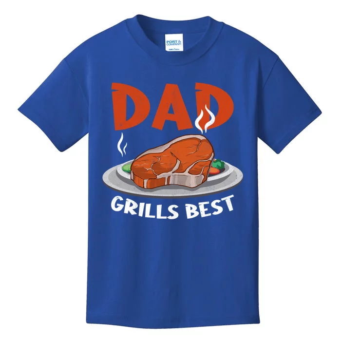 Dad Grills Best Steak Grilling Barbecue Fathers Day Bbq Gift Kids T-Shirt