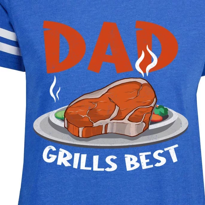 Dad Grills Best Steak Grilling Barbecue Fathers Day Bbq Gift Enza Ladies Jersey Football T-Shirt