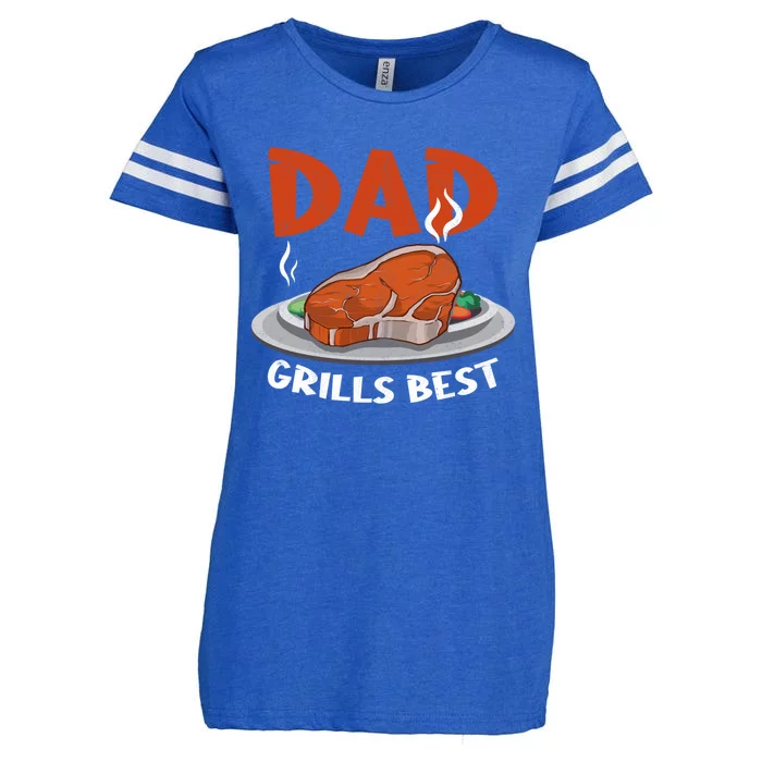 Dad Grills Best Steak Grilling Barbecue Fathers Day Bbq Gift Enza Ladies Jersey Football T-Shirt