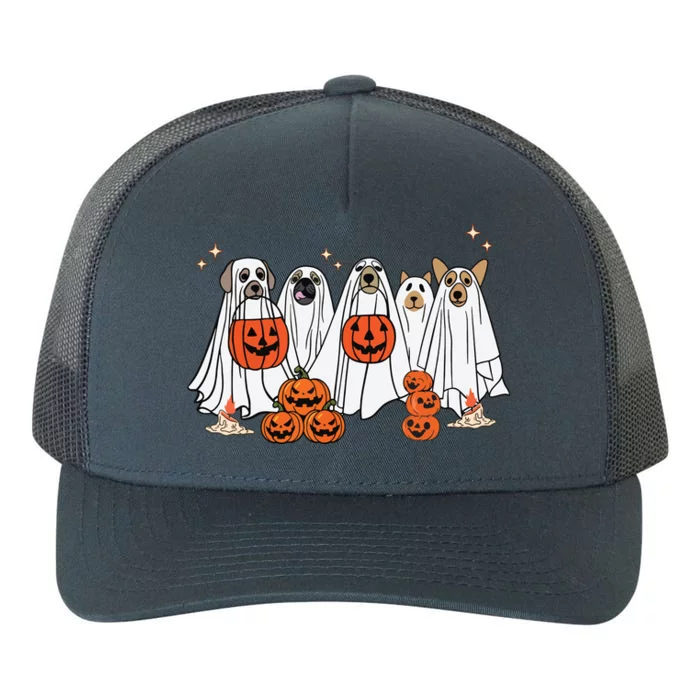 Dog Ghost Cute Dog Dressed As Ghost Funny Halloween Dog Yupoong Adult 5-Panel Trucker Hat