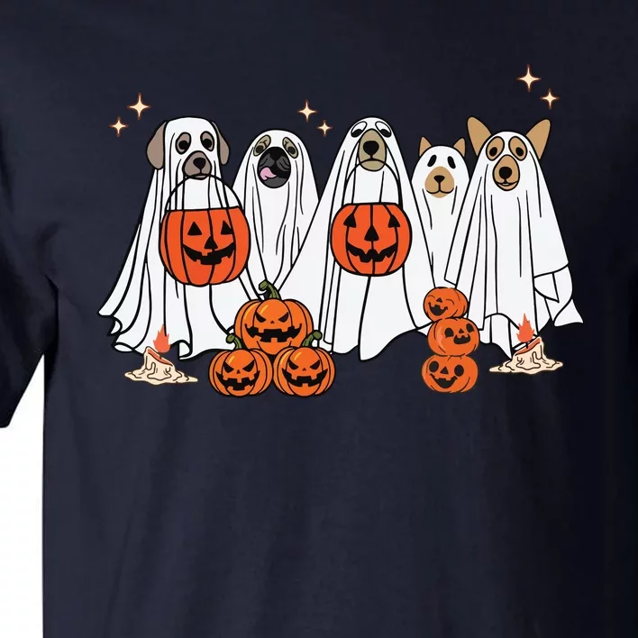 Dog Ghost Cute Dog Dressed As Ghost Funny Halloween Dog Tall T-Shirt