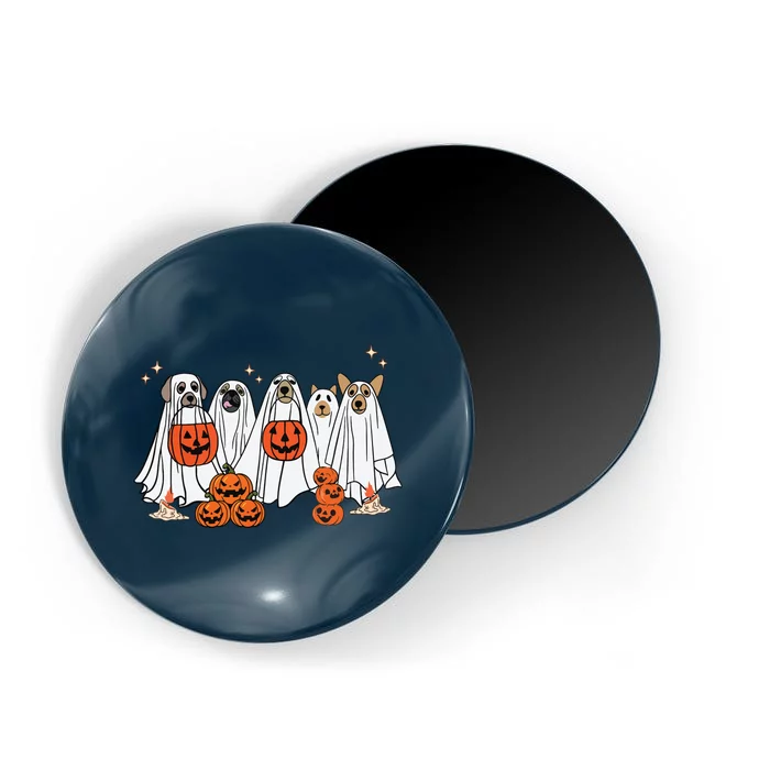 Dog Ghost Cute Dog Dressed As Ghost Funny Halloween Dog Magnet