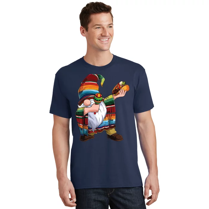 Dabbing Gnome Cinco De Mayo Taco Poncho Serape Mexican T-Shirt