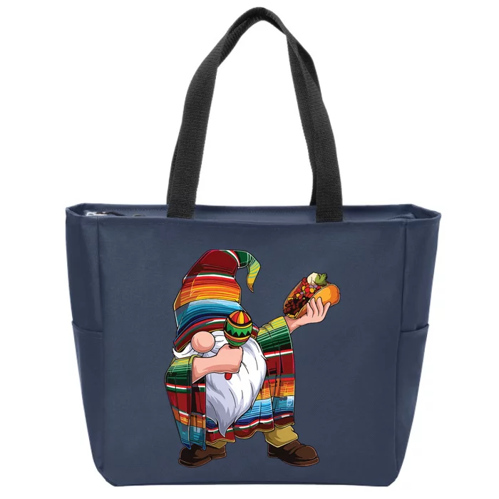 Dabbing Gnome Cinco De Mayo Taco Poncho Serape Mexican Zip Tote Bag