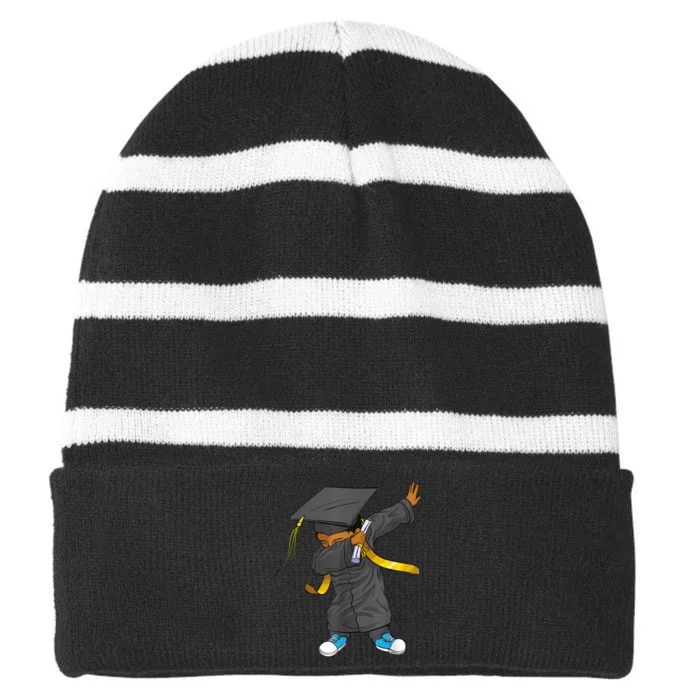 Dabbing Graduation Class Of Gift Men Funny Graduation Striped Beanie with Solid Band