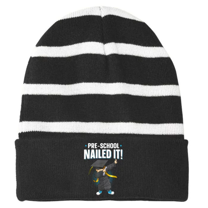 Dabbing Graduation Class Of Gift Men Funny Graduation Striped Beanie with Solid Band