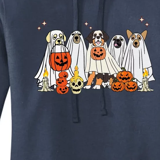 Dog Ghost Cute Dog Dressed As Ghost Funny Halloween Dog Women's Pullover Hoodie