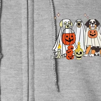 Dog Ghost Cute Dog Dressed As Ghost Funny Halloween Dog Full Zip Hoodie