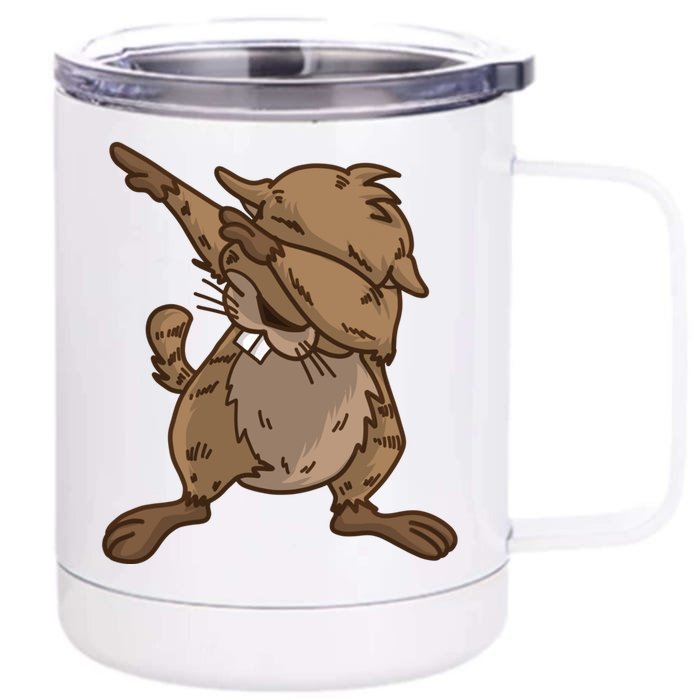 Dabbing Groundhog Cute Marmots Love Groundhog Day Gift Front & Back 12oz Stainless Steel Tumbler Cup