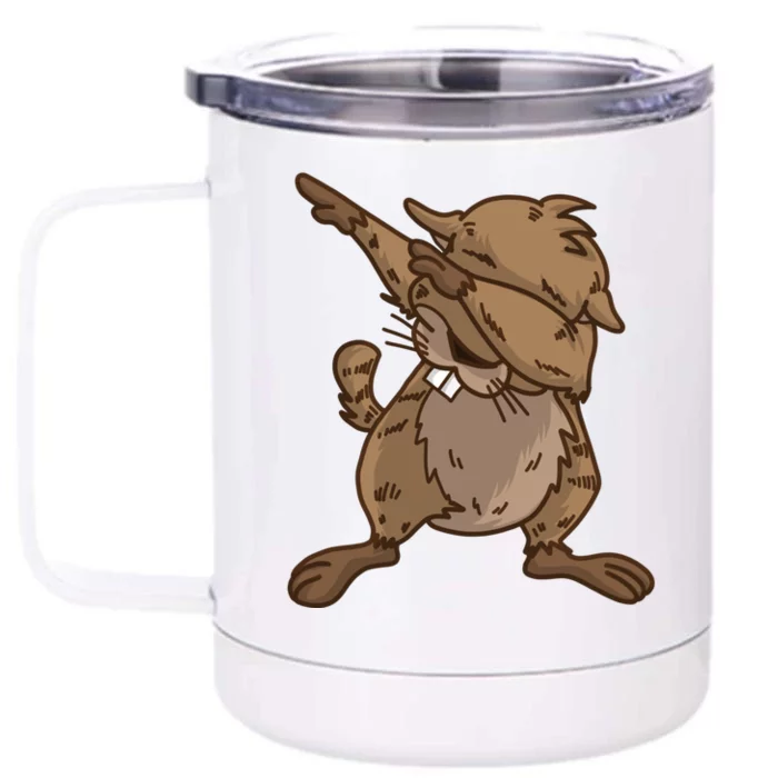 Dabbing Groundhog Cute Marmots Love Groundhog Day Gift Front & Back 12oz Stainless Steel Tumbler Cup