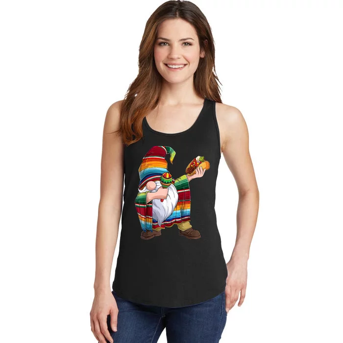 Dabbing Gnome Cinco De Mayo Taco Poncho Serape Mexican Ladies Essential Tank