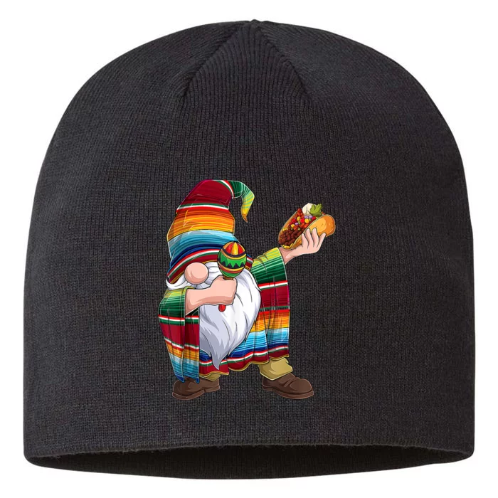 Dabbing Gnome Cinco De Mayo Taco Poncho Serape Mexican 8 1/2in Sustainable Knit Beanie