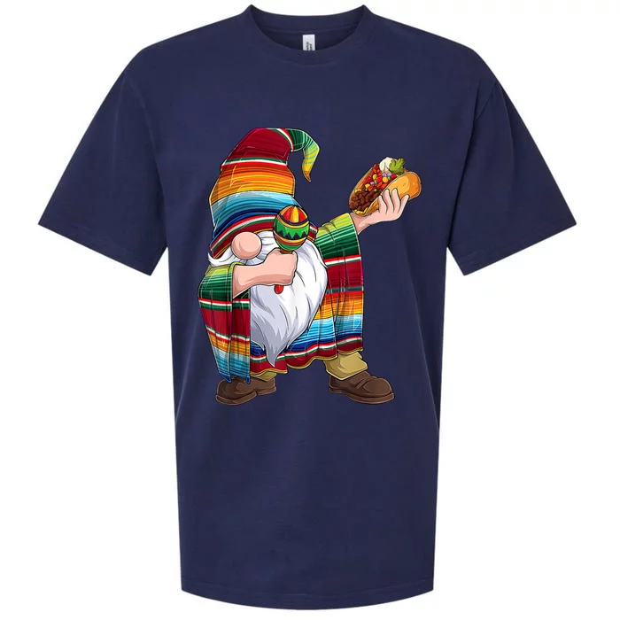 Dabbing Gnome Cinco De Mayo Taco Poncho Serape Mexican Sueded Cloud Jersey T-Shirt