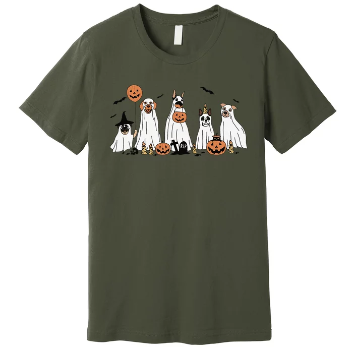 Dog Ghost Cute Dog Dressed As Ghost Funny Halloween Dog Premium T-Shirt