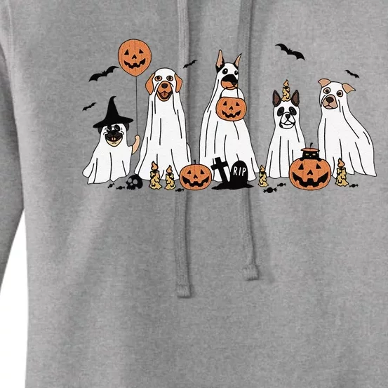 Dog Ghost Cute Dog Dressed As Ghost Funny Halloween Dog Women's Pullover Hoodie