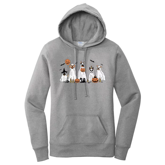 Dog Ghost Cute Dog Dressed As Ghost Funny Halloween Dog Women's Pullover Hoodie