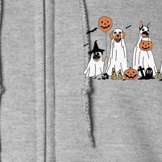 Dog Ghost Cute Dog Dressed As Ghost Funny Halloween Dog Full Zip Hoodie