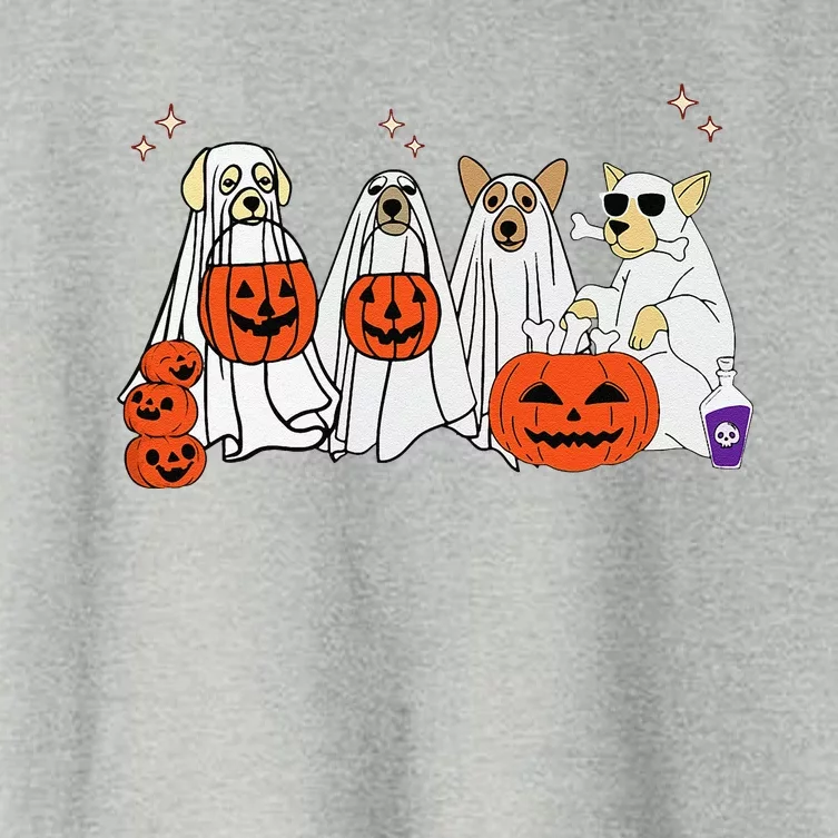 Dog Ghost Cute Dog Dressed As Ghost Funny Halloween Dog Women's Crop Top Tee