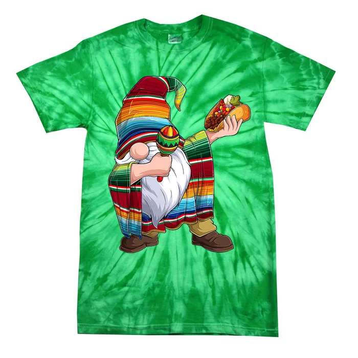 Dabbing Gnome Cinco De Mayo Taco Poncho Serape Mexican Tie-Dye T-Shirt