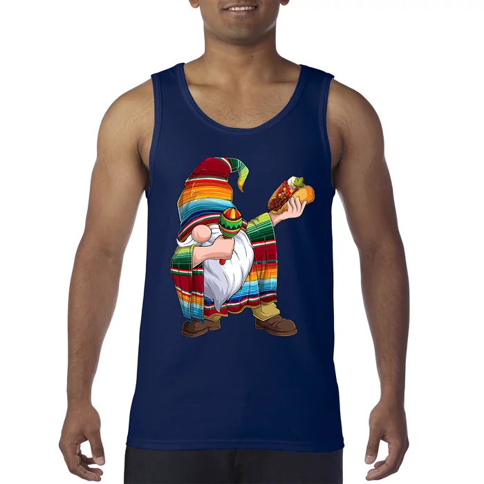 Dabbing Gnome Cinco De Mayo Taco Poncho Serape Mexican Tank Top