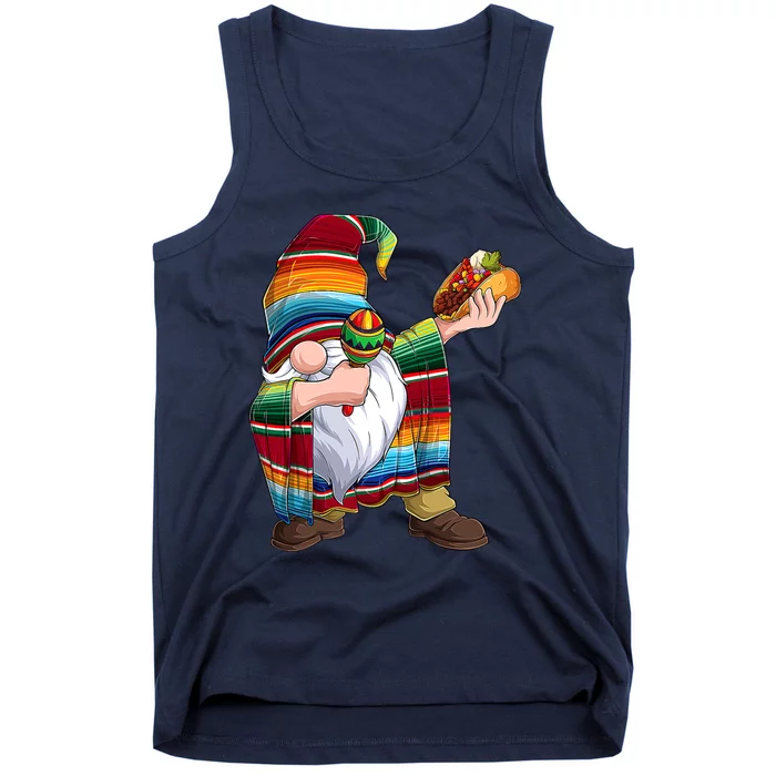 Dabbing Gnome Cinco De Mayo Taco Poncho Serape Mexican Tank Top