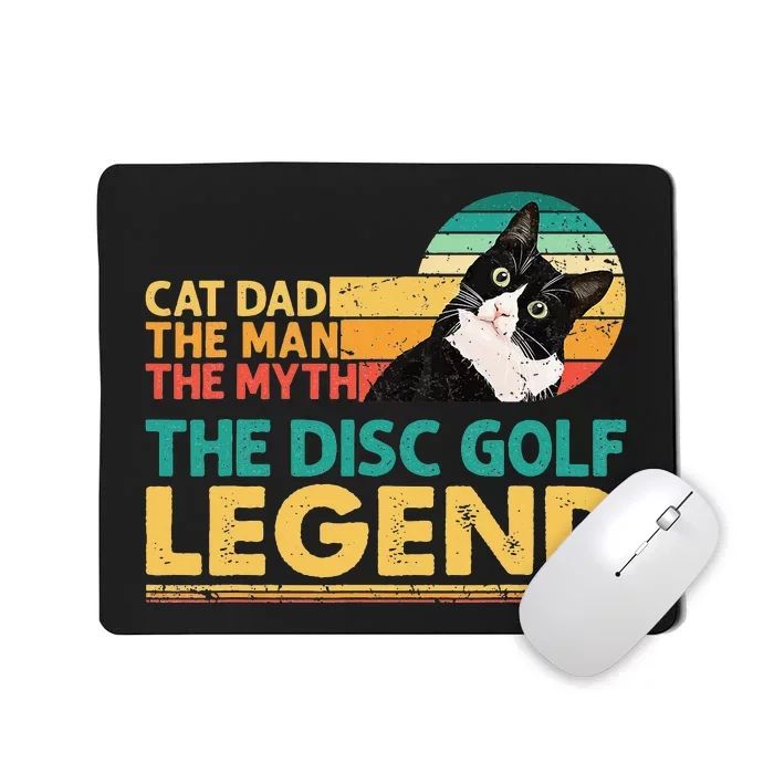 Disc Golf Cat The Disc Golf Legend Outfit Retro Sunset Mousepad