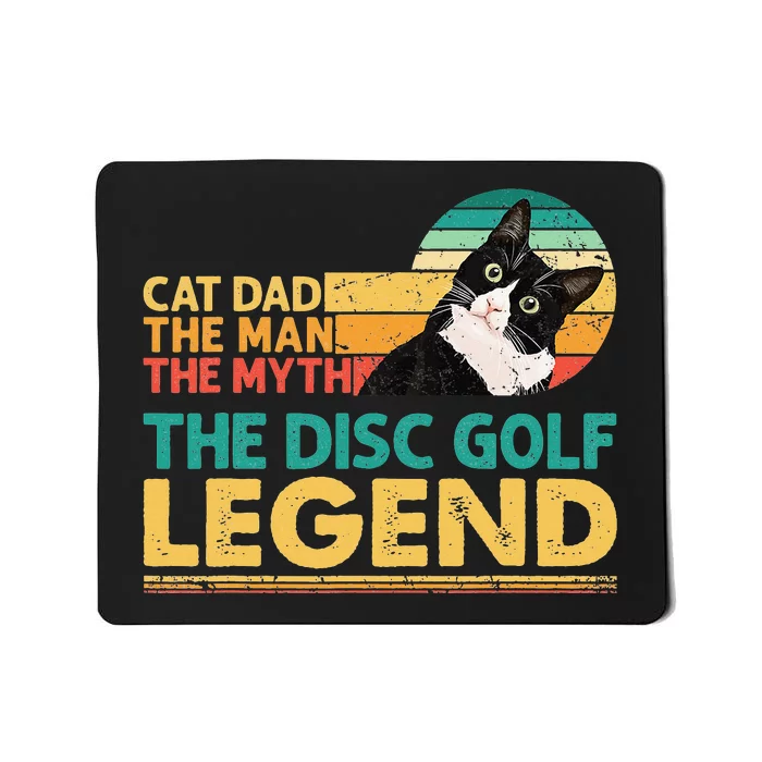 Disc Golf Cat The Disc Golf Legend Outfit Retro Sunset Mousepad