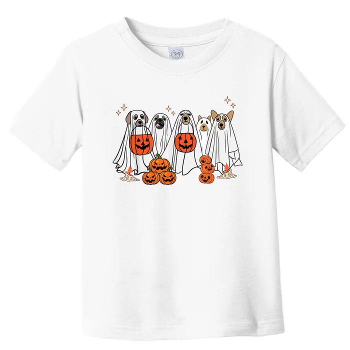 Dog Ghost Cute Dog Dressed As Ghost Funny Halloween Dog Toddler T-Shirt