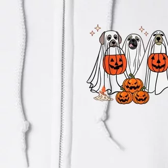 Dog Ghost Cute Dog Dressed As Ghost Funny Halloween Dog Full Zip Hoodie