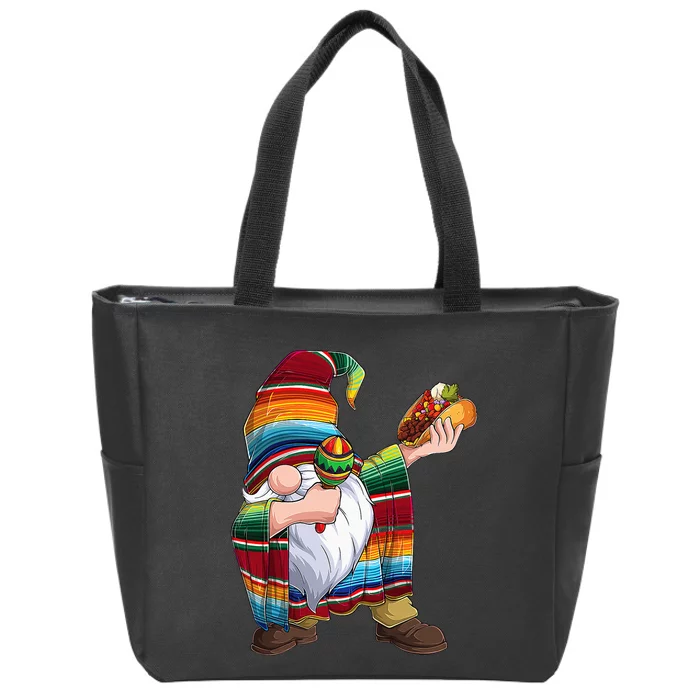 Dabbing Gnome Cinco De Mayo Taco Poncho Serape Mexican Zip Tote Bag