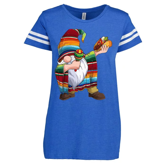 Dabbing Gnome Cinco De Mayo Taco Poncho Serape Mexican Enza Ladies Jersey Football T-Shirt