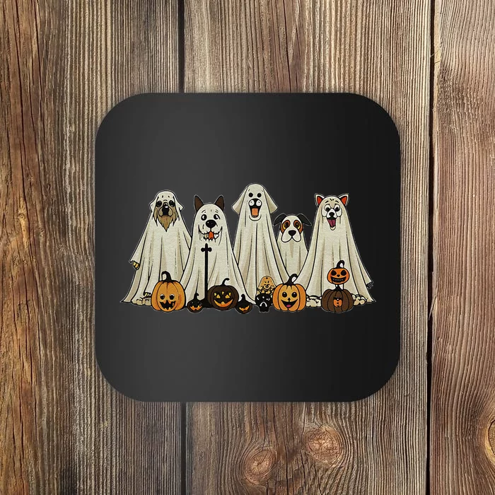 Dog Ghost Cute Dog Dressed As Ghost Funny Halloween Dog Coaster