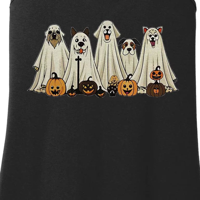 Dog Ghost Cute Dog Dressed As Ghost Funny Halloween Dog Ladies Essential Tank