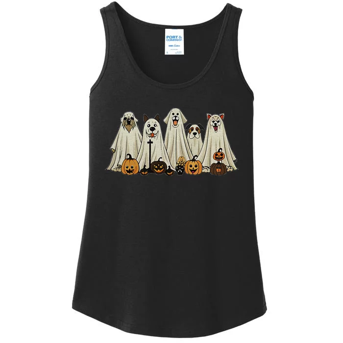 Dog Ghost Cute Dog Dressed As Ghost Funny Halloween Dog Ladies Essential Tank