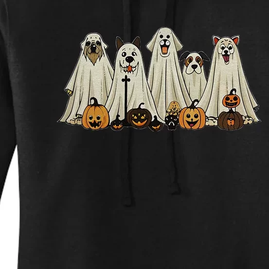 Dog Ghost Cute Dog Dressed As Ghost Funny Halloween Dog Women's Pullover Hoodie