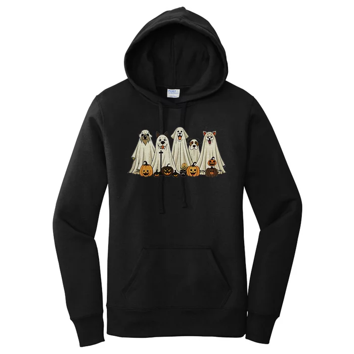 Dog Ghost Cute Dog Dressed As Ghost Funny Halloween Dog Women's Pullover Hoodie