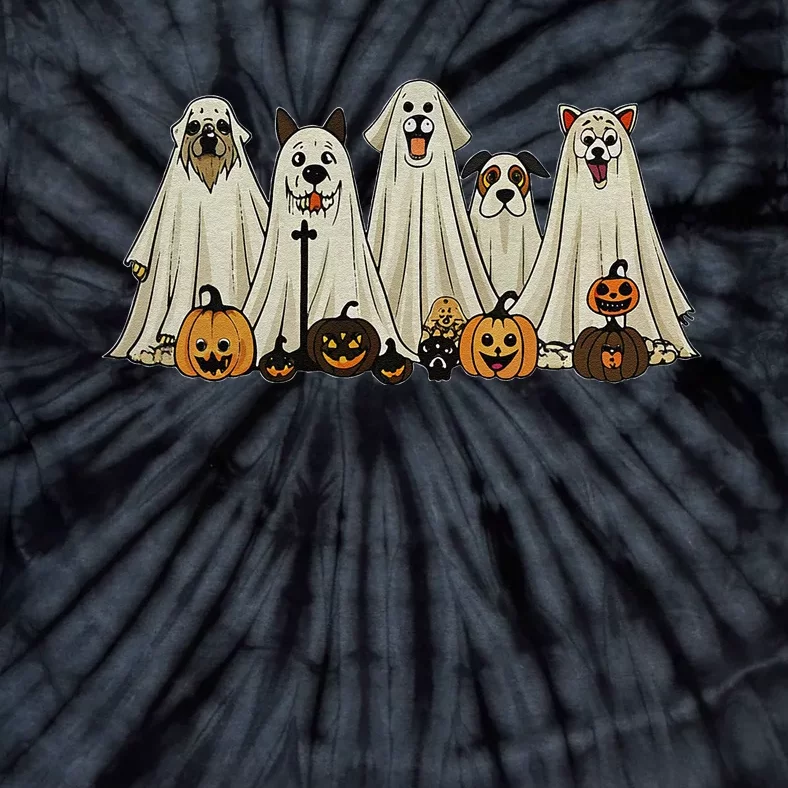 Dog Ghost Cute Dog Dressed As Ghost Funny Halloween Dog Tie-Dye T-Shirt