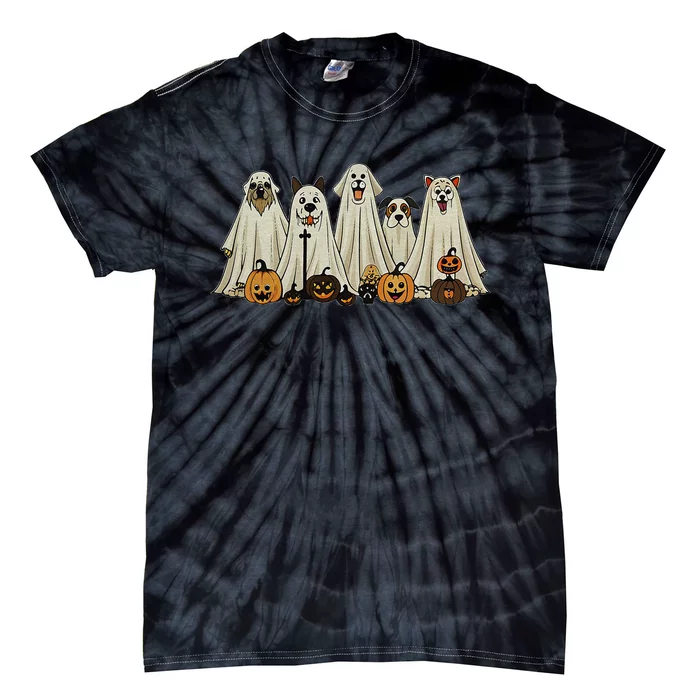 Dog Ghost Cute Dog Dressed As Ghost Funny Halloween Dog Tie-Dye T-Shirt