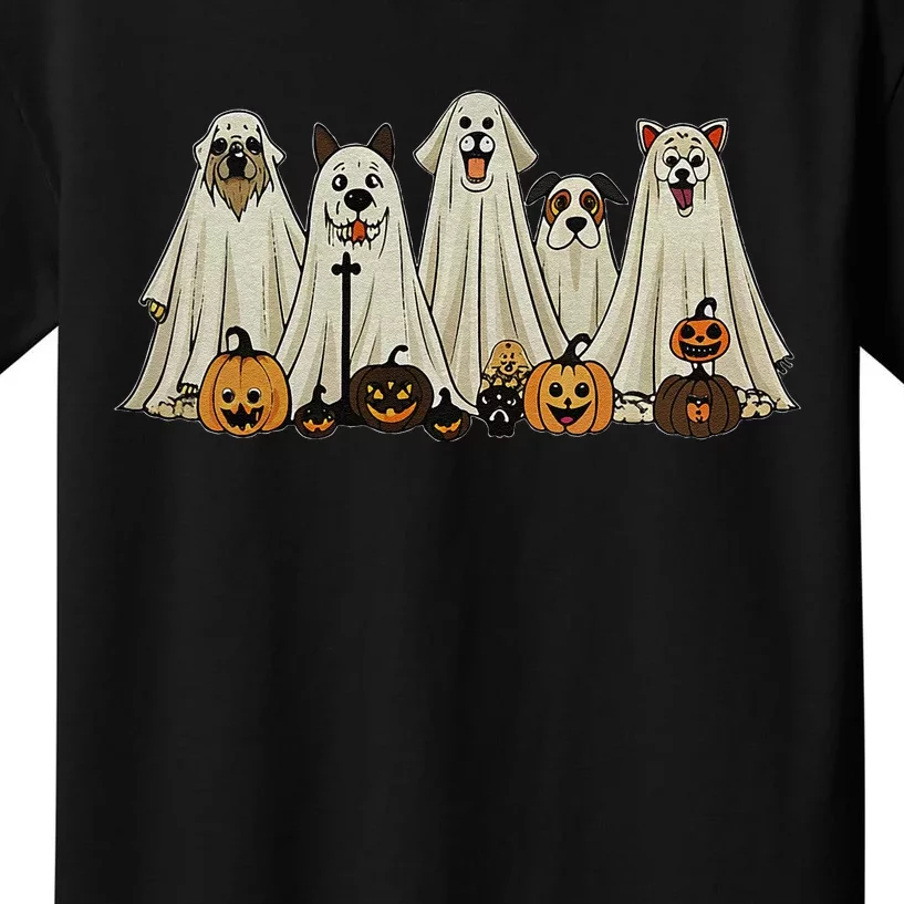 Dog Ghost Cute Dog Dressed As Ghost Funny Halloween Dog Kids T-Shirt