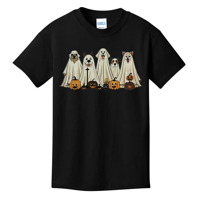 Dog Ghost Cute Dog Dressed As Ghost Funny Halloween Dog Kids T-Shirt