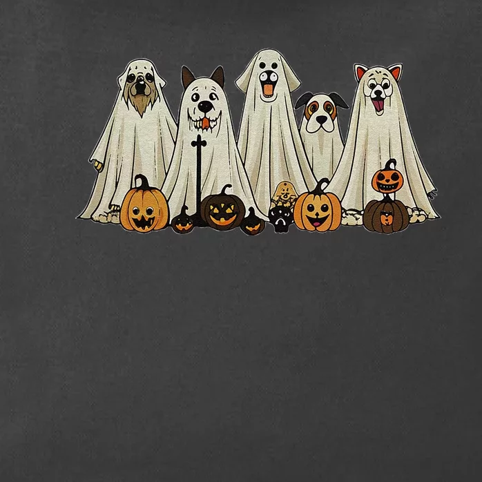 Dog Ghost Cute Dog Dressed As Ghost Funny Halloween Dog Zip Tote Bag