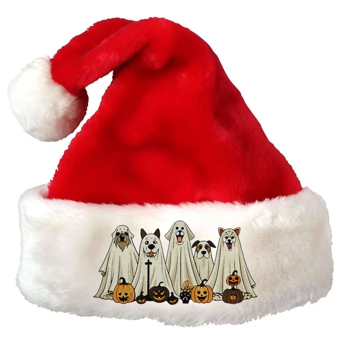 Dog Ghost Cute Dog Dressed As Ghost Funny Halloween Dog Premium Christmas Santa Hat