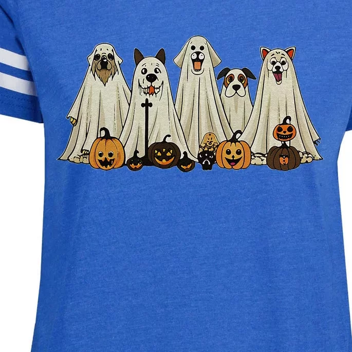 Dog Ghost Cute Dog Dressed As Ghost Funny Halloween Dog Enza Ladies Jersey Football T-Shirt