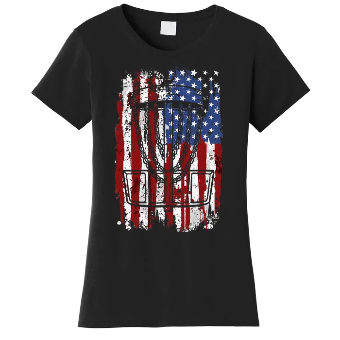 Disc Golf Discgolf Discgolfer Player American USA Women's T-Shirt