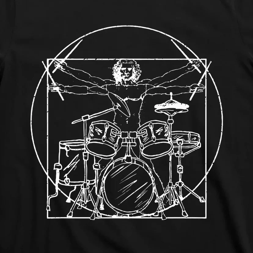 Drummer Gift Da Vinci Drums Drawing Present For Music Fans T-Shirt