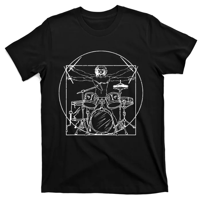 Drummer Gift Da Vinci Drums Drawing Present For Music Fans T-Shirt