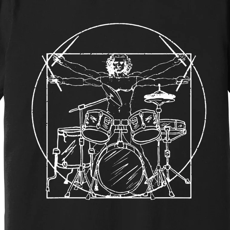 Drummer Gift Da Vinci Drums Drawing Present For Music Fans Premium T-Shirt