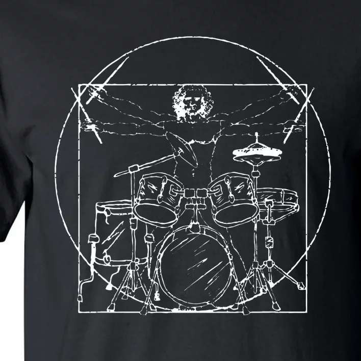 Drummer Gift Da Vinci Drums Drawing Present for Music Fans Tall T-Shirt