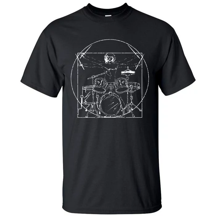 Drummer Gift Da Vinci Drums Drawing Present for Music Fans Tall T-Shirt