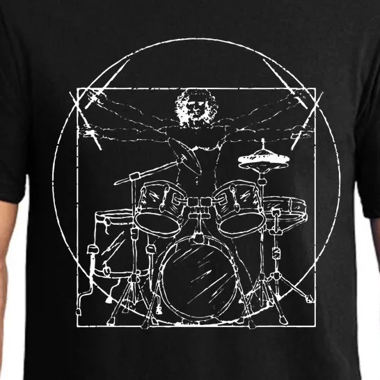 Drummer Gift Da Vinci Drums Drawing Present for Music Fans Pajama Set